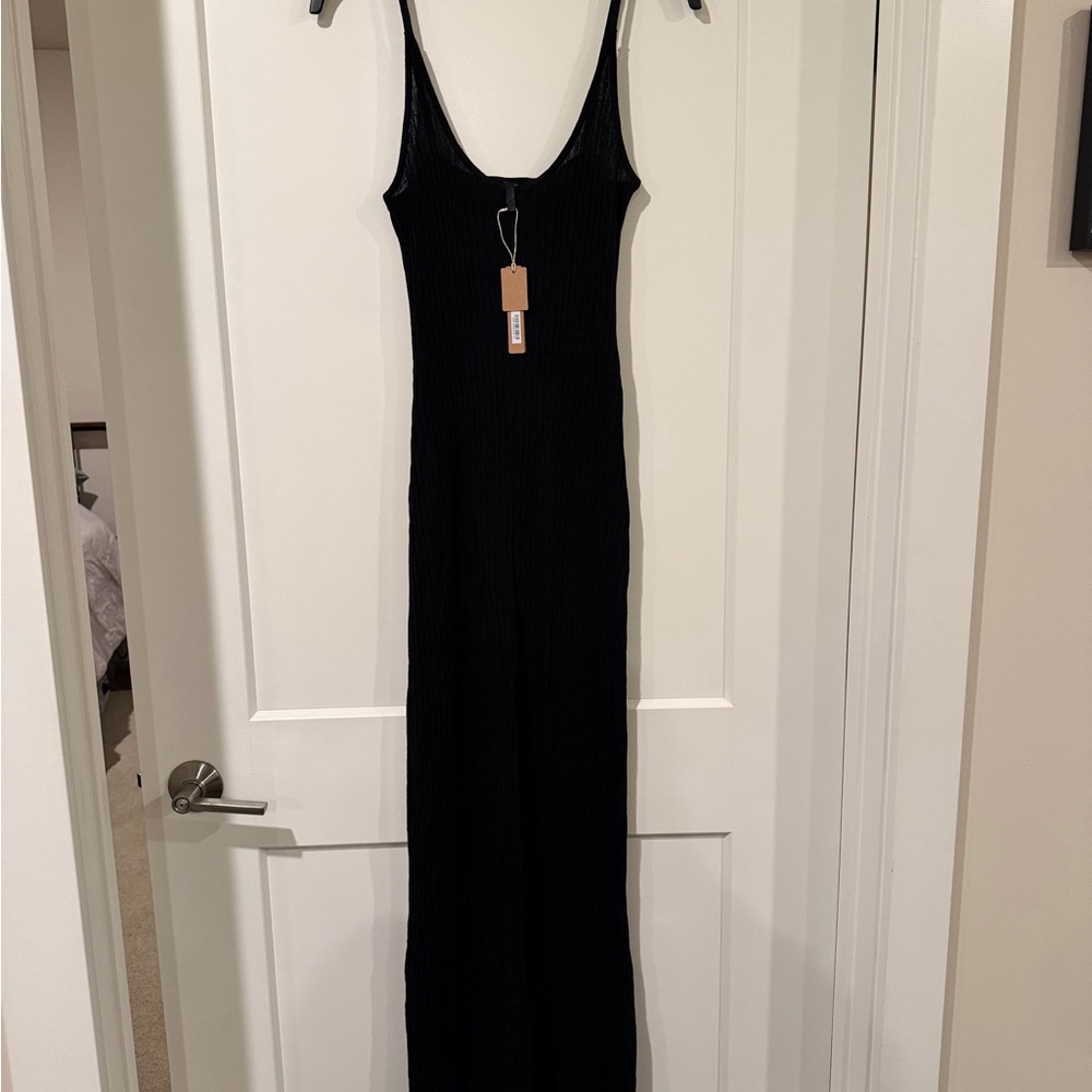 SKIMS Black Ribbed Knit Dress